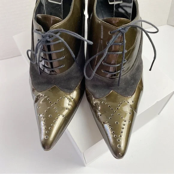 Richard Tyler Retro Lace-Up Oxford Heel Bootie Shoes - Picture 3 of 8